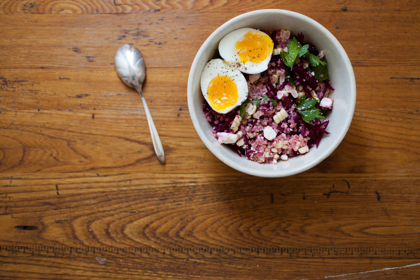 QUINOA SALAD WITH CORN, FETA, BEETS AND PARSLEY