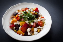 Roasted Beet Salad with Goat Cheese, Pistachios, and Basil Recipe