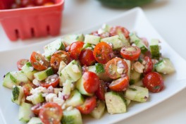 CUCUMBER AND CHERRY TOMATO SALAD WITH RED ONION AND TARRAGON