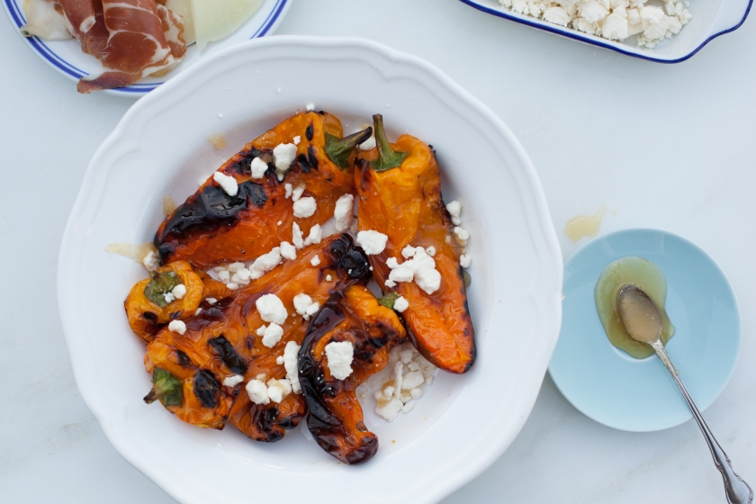 GRILLED SWEET PEPPERS WITH FETA AND HONEY