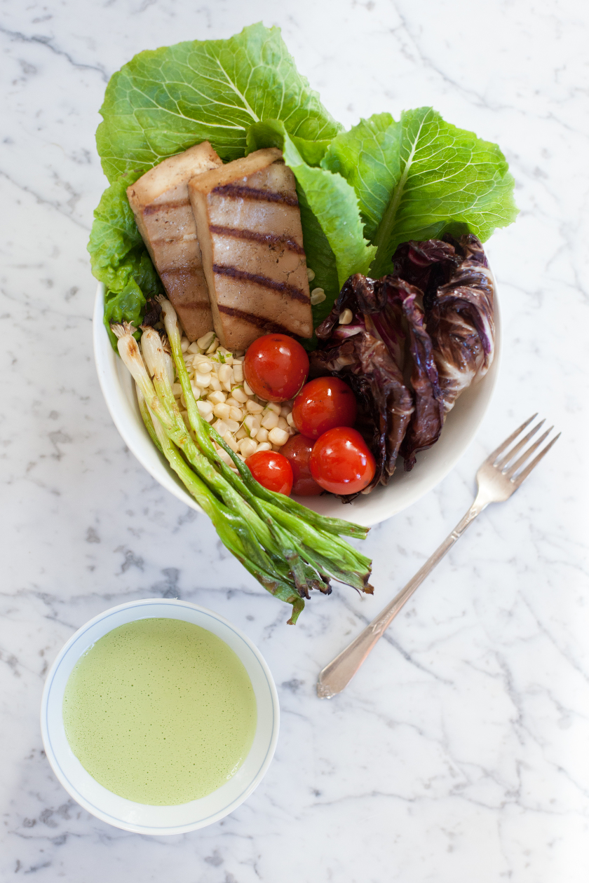 GRILLED TOFU SALAD WITH CREAMY CILANTRO DRESSING - WITH LOVE
