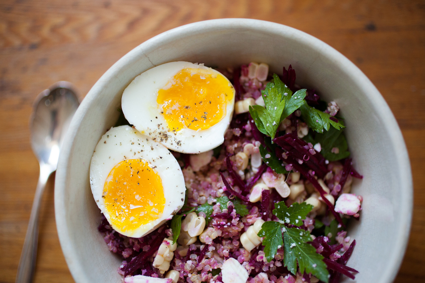 QUINOA SALAD WITH CORN, FETA, BEETS AND PARSLEY