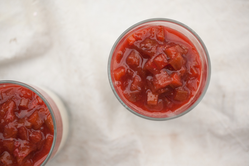 panna cotta strawberry rhubarb compote