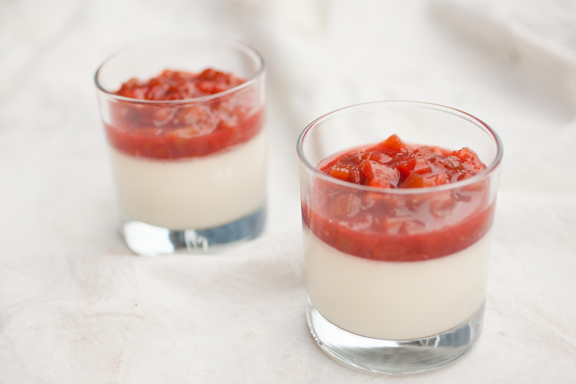 panna cotta strawberry rhubarb compote