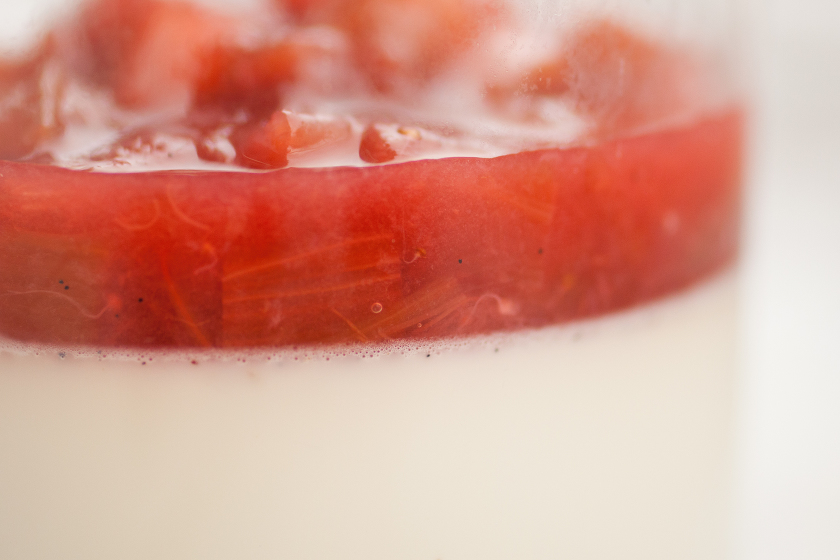 panna cotta strawberry rhubarb compote