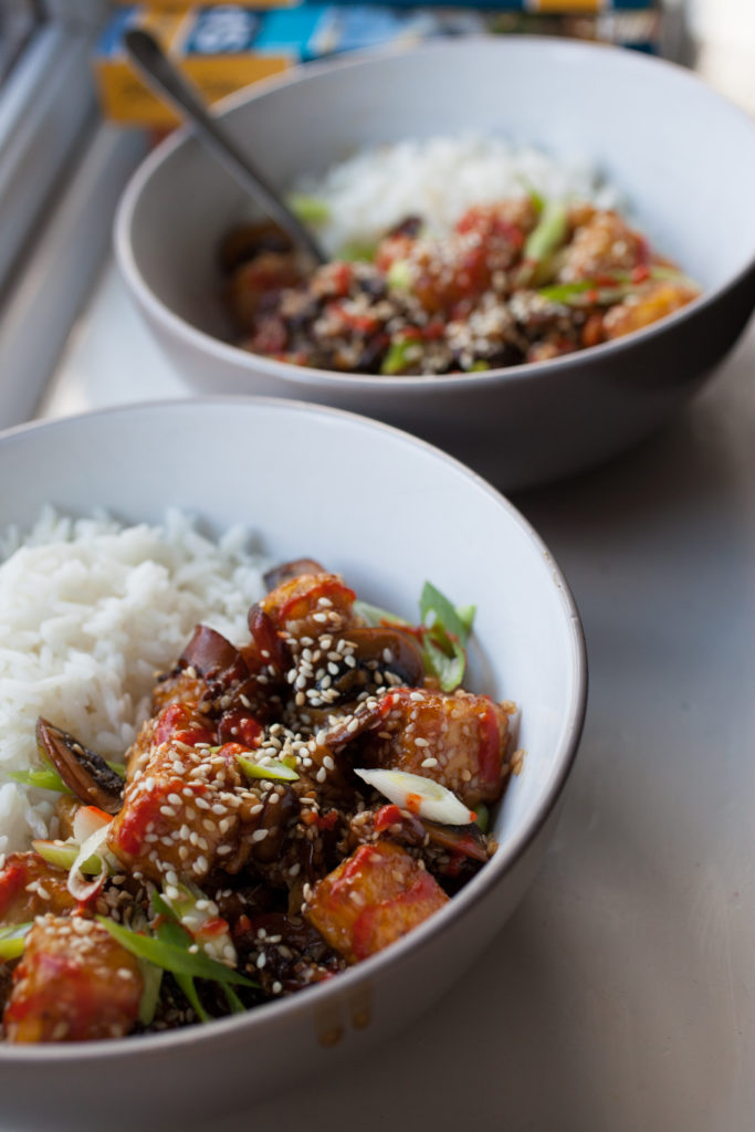 CRISPY SWEET AND SOUR TOFU and MUSHROOMS